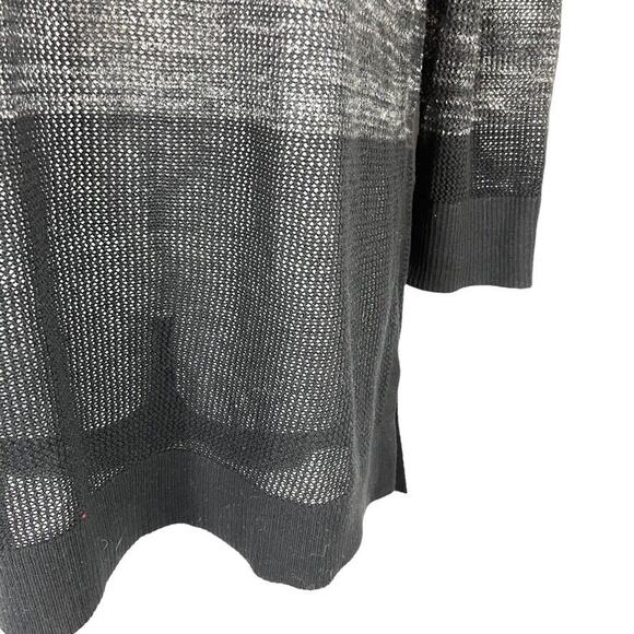 T by Talbots Womens White Black Loose Knit Long Sleeve Cotton Blend Sweater sz L - Picture 5 of 16